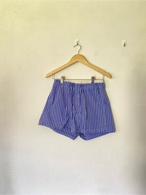 Misguided Blue Striped Boxer Style Lounge Shorts